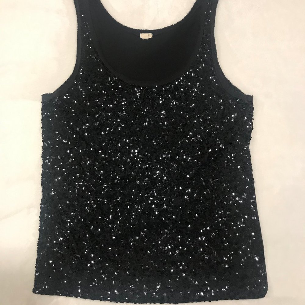 J.Crew Black Festive Sequin Tank Size L - Picture 1 of 8